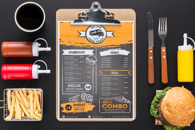 Restaurant Menu Concept Mockup Psd
