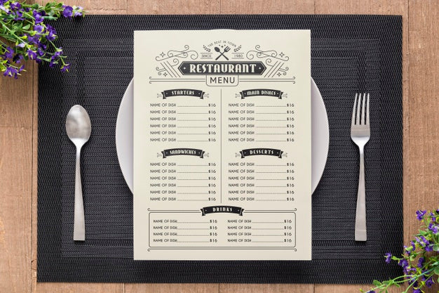 Restaurant Menu Concept Mockup Psd