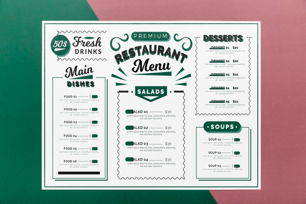 Restaurant Menu Concept Mockup Psd