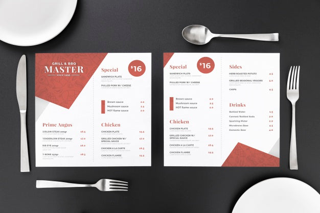 Restaurant Menu Concept Mockup Psd