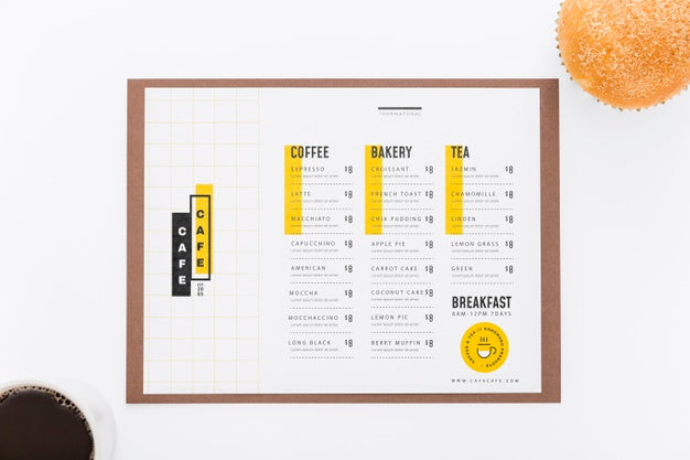 Restaurant Menu Concept Mockup Psd