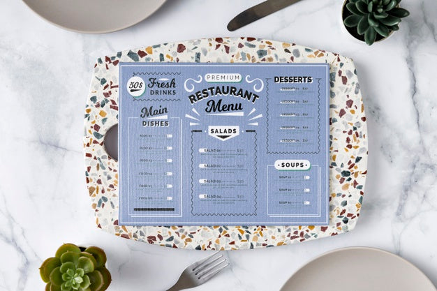 Restaurant Menu Concept Mockup Psd