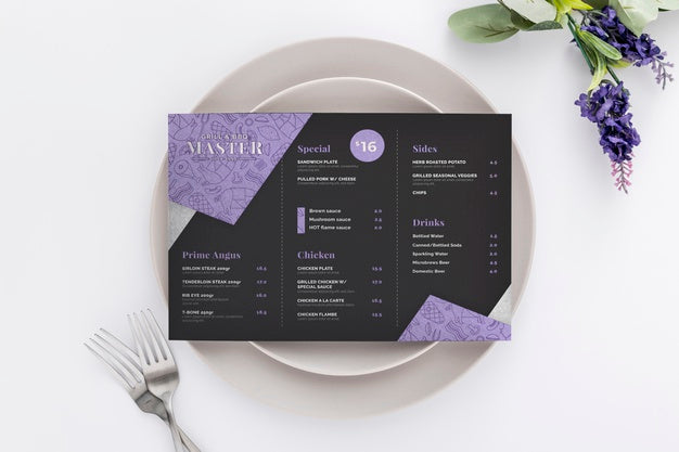 Restaurant Menu Concept Mockup Psd
