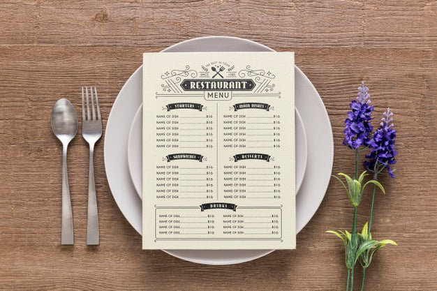Restaurant Menu Concept Mockup Psd