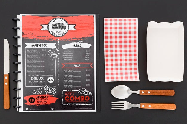 Restaurant Menu Concept Mockup Psd