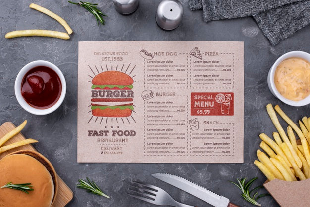 Restaurant Menu Concept Mockup Psd