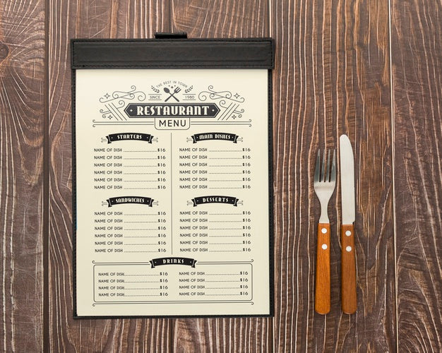 Restaurant Menu Concept Mockup Psd