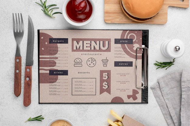 Restaurant Menu Concept Mockup Psd