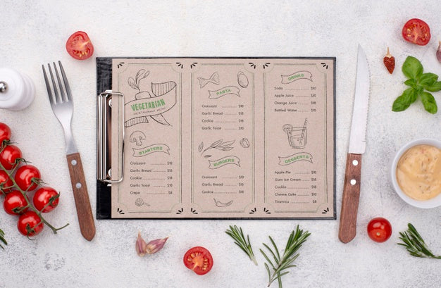 Restaurant Menu Concept Mockup Psd