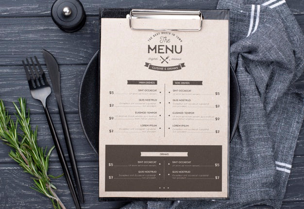 Restaurant Menu Concept Mockup Psd