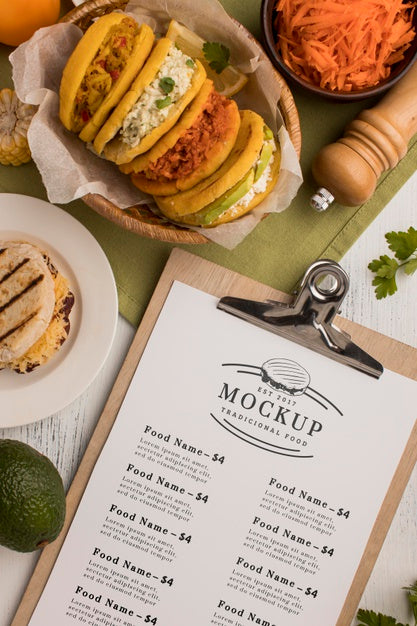 Restaurant Menu Mock-Up And Food Psd