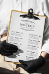 Restaurant Menu Mock-Up On Clipboard Psd