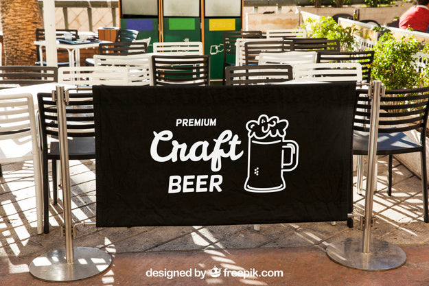 Restaurant Sign Mockup With Terrace Psd