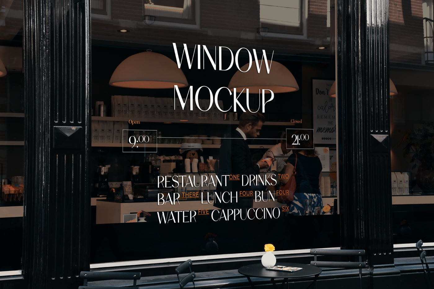 Restaurant Window Psd Mockup