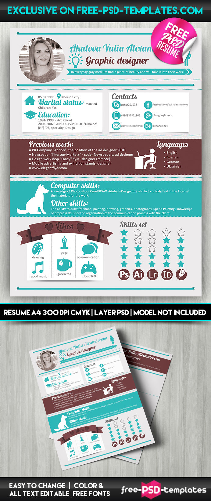 Resume Designer – Resume / Cv Template In Psd