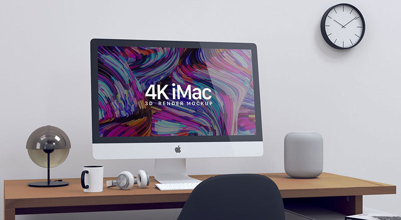 Retina 4K Imac Screen Website Mockup Psd