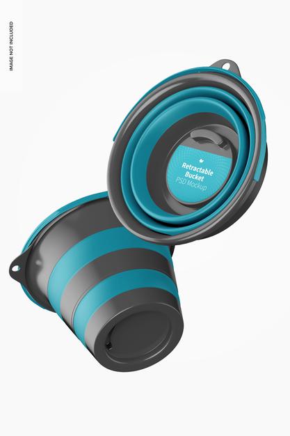 Retractable Bucket Mockup, Floating Psd