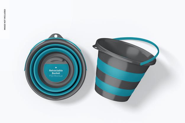 Retractable Bucket Mockup, Top View Psd