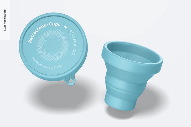 Retractable Cup Mockup, Falling Psd