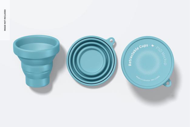 Retractable Cup Mockup, Top View Psd