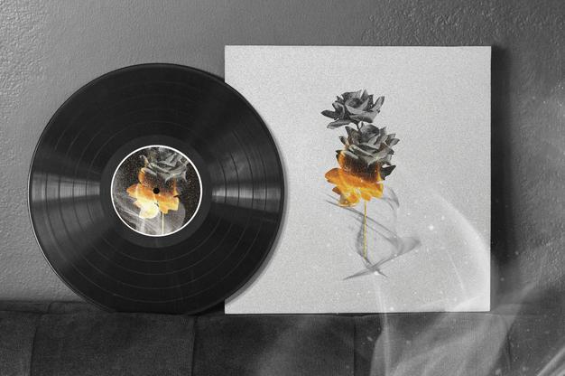 Retro Black Vinyl Cover Mockup Design Psd