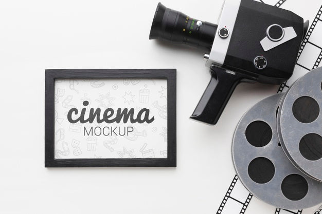 Retro Camera And Mock-Up In Frame Psd