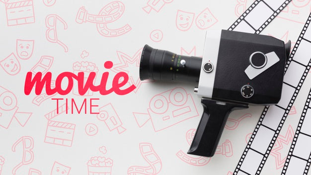 Retro Camera With Movie Time Mock-Up Psd