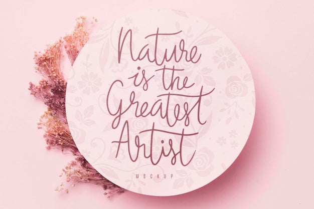 Retro Floral Frame With Message In Circle Mockup Psd
