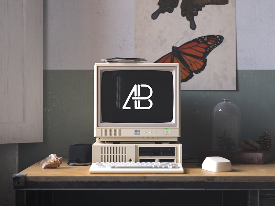 Retro Ibm Desktop Mockup
