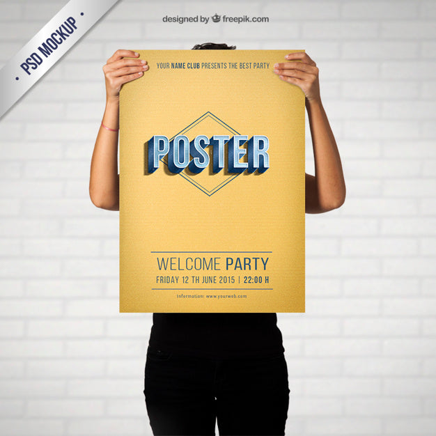 Retro Party Poster Mockup Psd