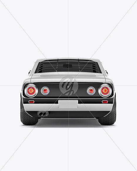 Retro Sport Car Mockup - Back View