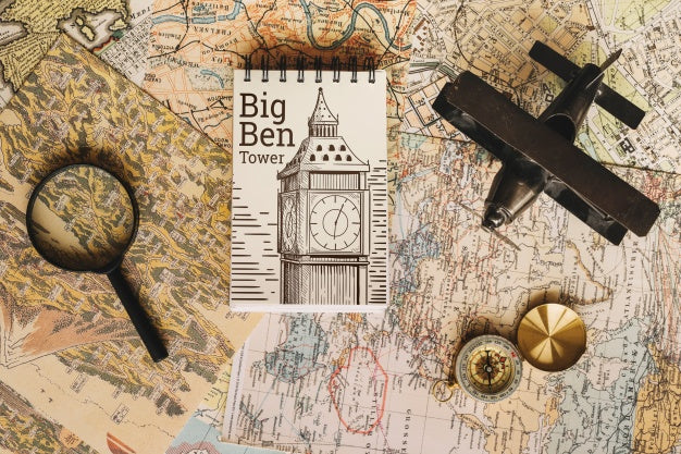 Retro Travel Concept Mockup With Notepad Psd