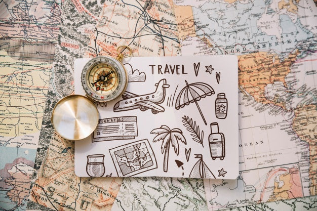 Retro Travel Concept Mockup With Paper Psd