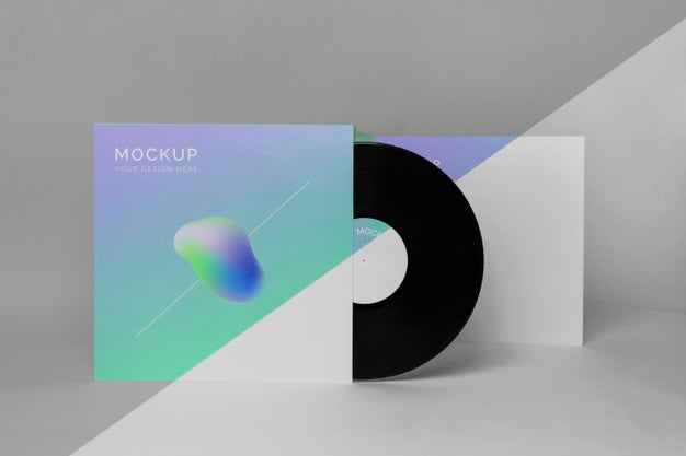 Retro Vinyl Disk With Abstract Packaging Mock-Up Psd