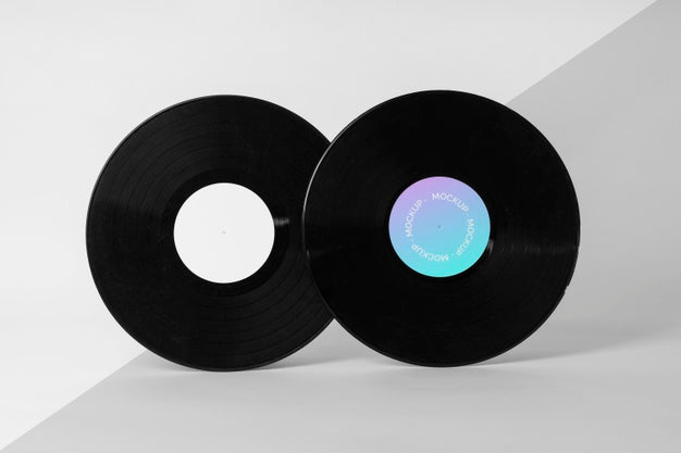 Retro Vinyl Disk With Abstract Packaging Mock-Up Psd