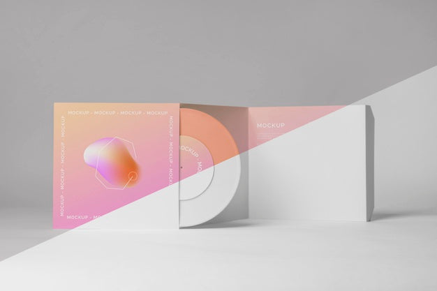 Retro Vinyl Disk With Abstract Packaging Mock-Up Psd