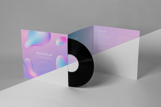 Retro Vinyl Disk With Abstract Packaging Mock-Up Psd