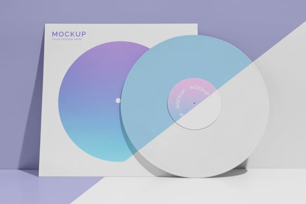 Retro Vinyl Disk With Abstract Packaging Mock-Up Psd