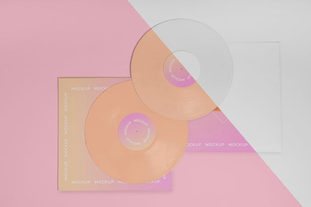 Retro Vinyl Disk With Abstract Packaging Mock-Up Psd
