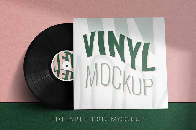 Retro Vinyl Record Cover Mockup Psd