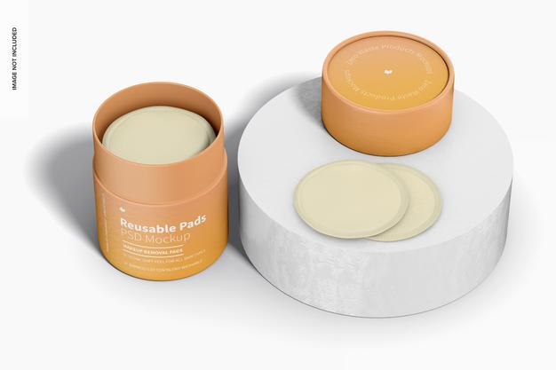 Reusable Pads Packaging Mockup, Opened Psd