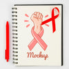Ribbon And Pen Cancer Awareness Mock-Up Psd