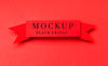 Ribbon On Red Background Black Friday Sales Mock-Up Psd