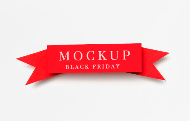 Ribbon On White Background Black Friday Sales Mock-Up Psd