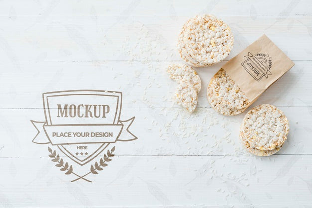 Rice Cake Arrangement With Background Mock-Up Psd