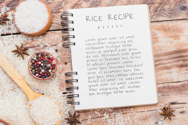 Rice Cake Recipe On Notebook Psd
