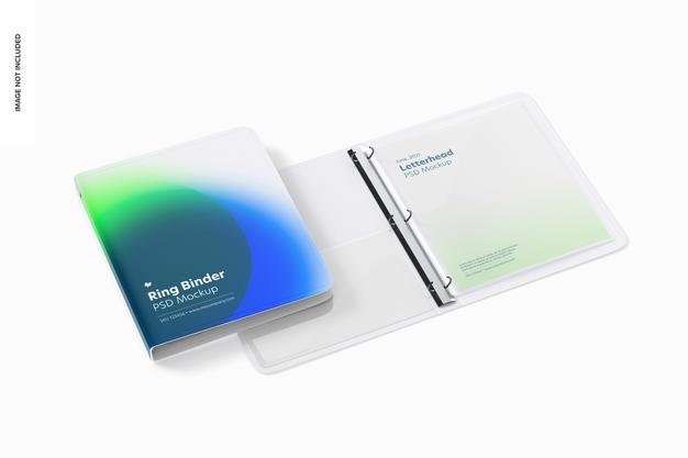 Ring Binders Mockup, Closed And Opened Psd