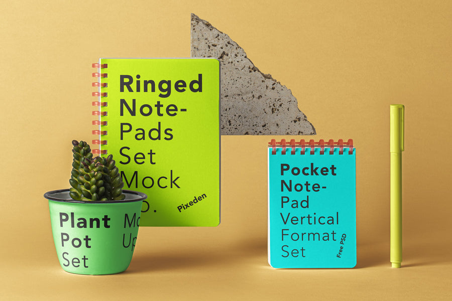 Ringed Psd Notepad Set Mockup
