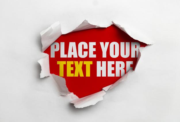 Ripped Paper Over Red Background Mockup Psd