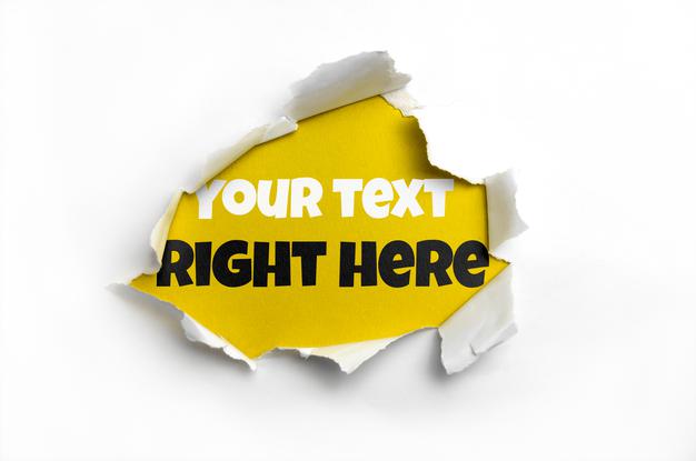 Ripped Paper Over Yellow Background Mockup Psd